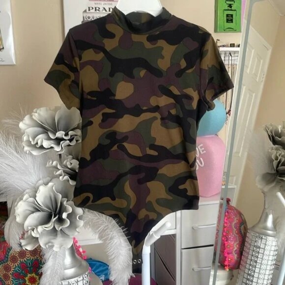 Camouflage Army fatigue Print Body Suit NEW , Camouflage bodysuit, Large - Picture 6 of 6